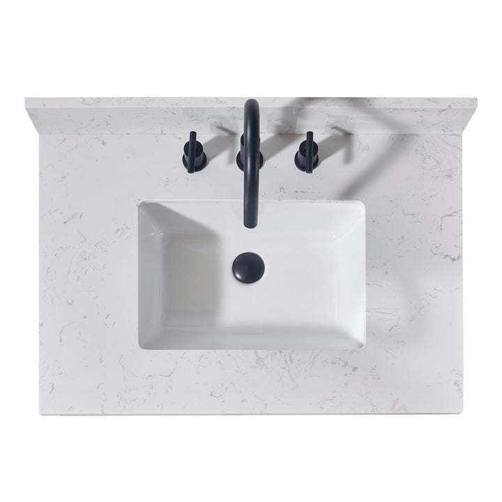 Altair Oderzo Single Sink Vanity Top in Aosta White with White Sink