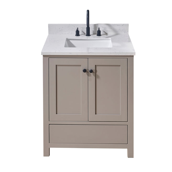 Altair Oderzo Single Sink Vanity Top in Aosta White with White Sink