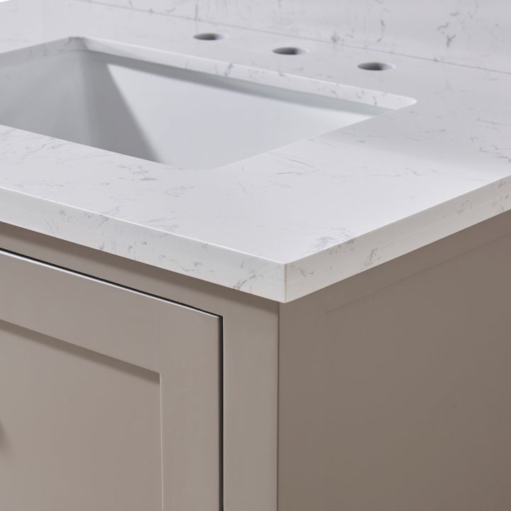 Altair Oderzo Single Sink Vanity Top in Aosta White with White Sink