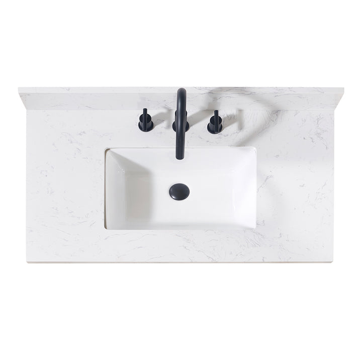 Altair Oderzo Single Sink Vanity Top in Aosta White with White Sink