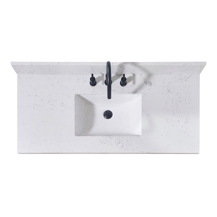 Altair Oderzo Single Sink Vanity Top in Aosta White with White Sink