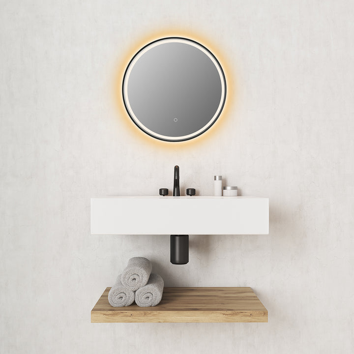 Altair Palme Round 24" Framed Modern Bathroom Vanity LED Lighted Wall Mirror