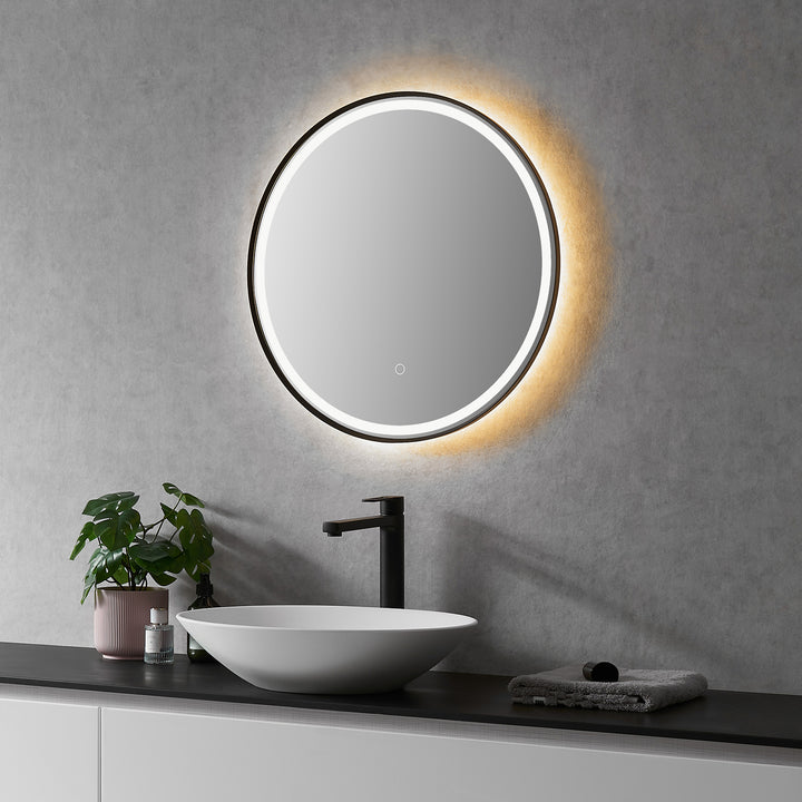 Altair Palme Round 24" Framed Modern Bathroom Vanity LED Lighted Wall Mirror