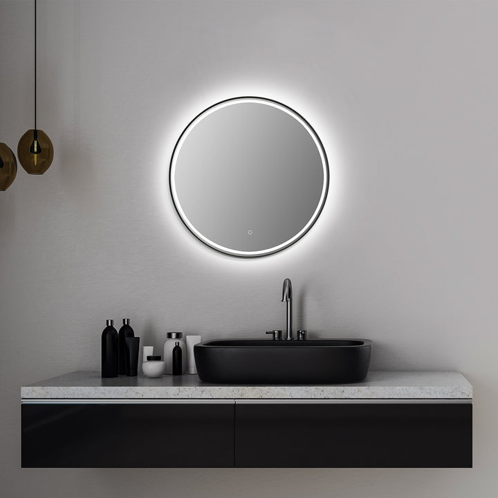 Altair Palme Round 32" Framed Modern Bathroom/Vanity LED Lighted Wall Mirror