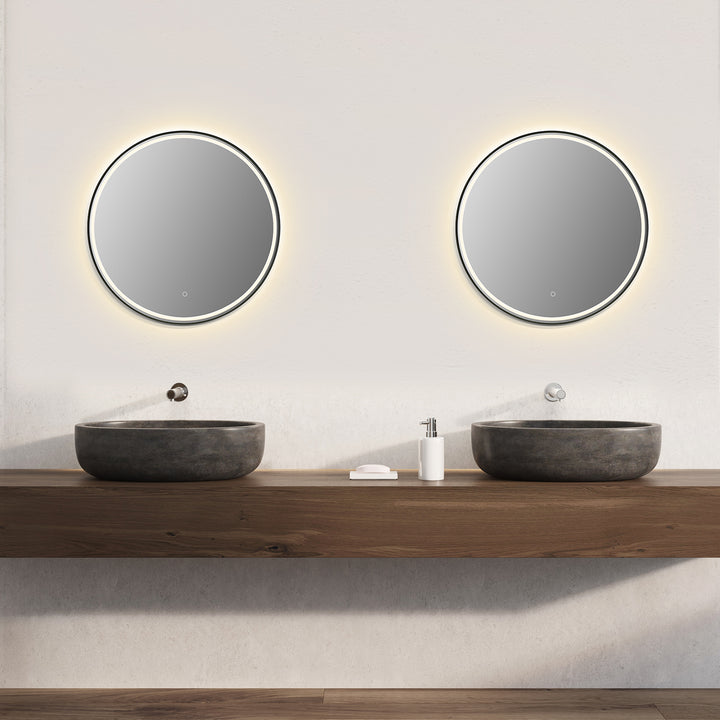 Altair Palme Round 32" Framed Modern Bathroom/Vanity LED Lighted Wall Mirror