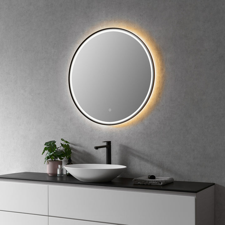 Altair Palme Round 32" Framed Modern Bathroom/Vanity LED Lighted Wall Mirror