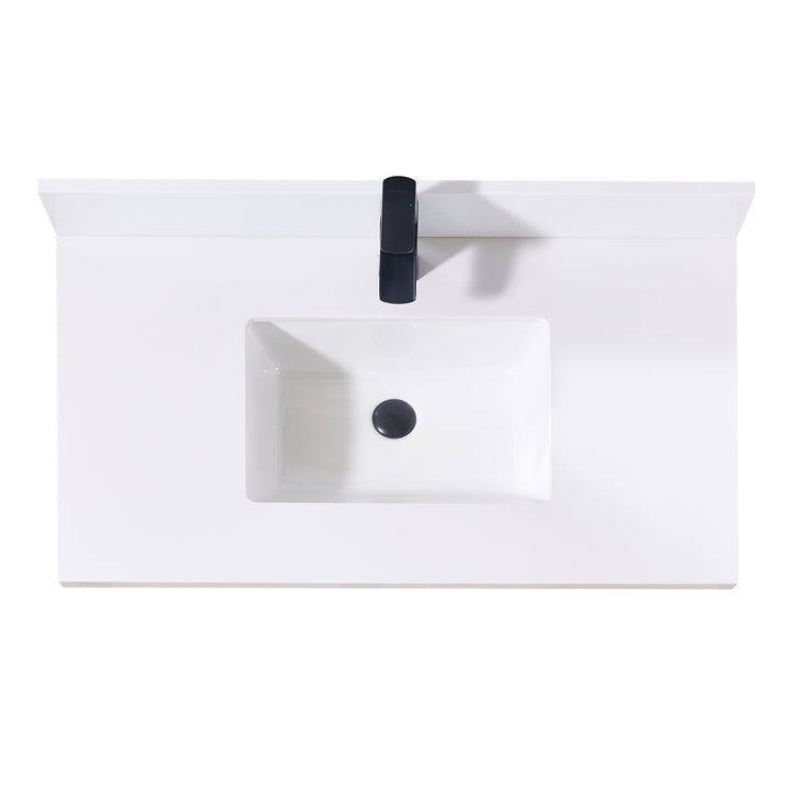 Altair Caorle Stone effects Single Sink Vanity Top in Snow White with White Sink