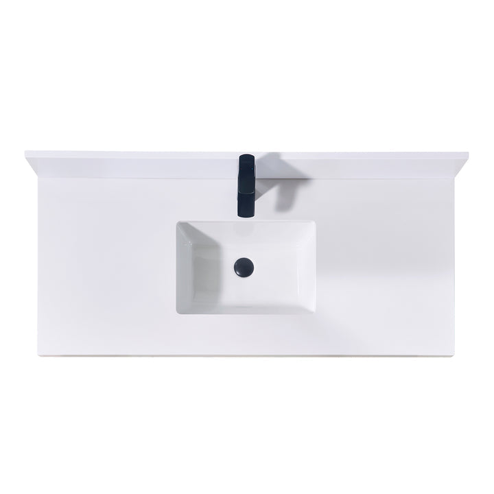 Altair Caorle Stone effects Single Sink Vanity Top in Snow White with White Sink