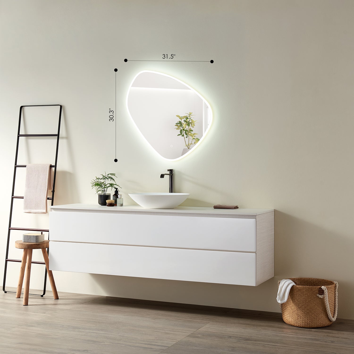 Altair Rasso Novelty Frameless Modern Bathroom/Vanity LED Lighted Wall Mirror