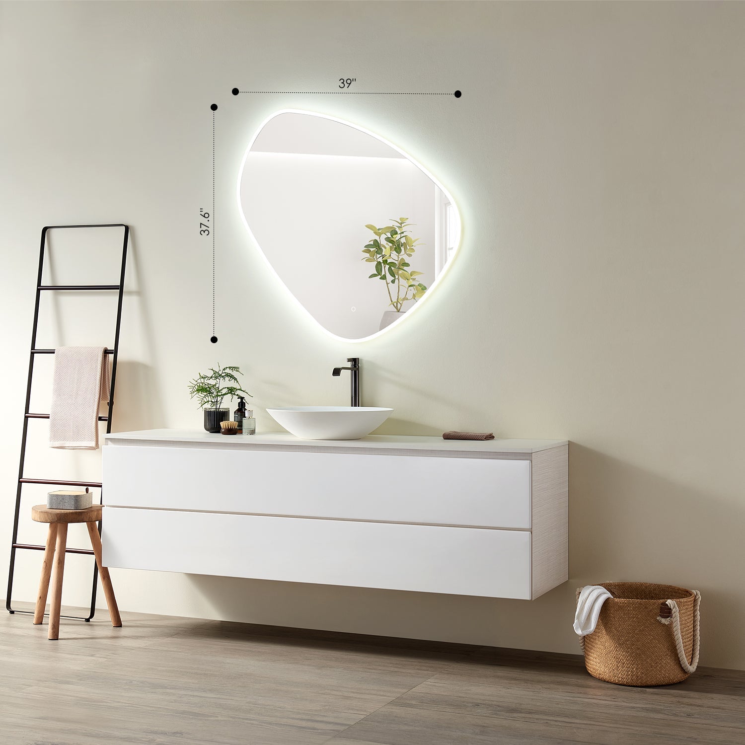 Altair Rasso Novelty Frameless Modern Bathroom/Vanity LED Lighted Wall Mirror