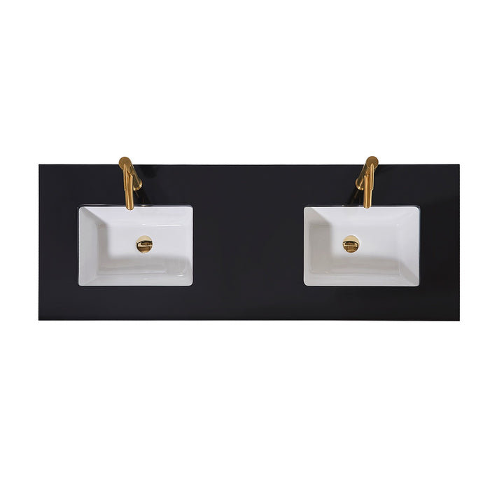 Altair Nauder Single Sink Vanity Top in Imperial Black Apron with White Sink