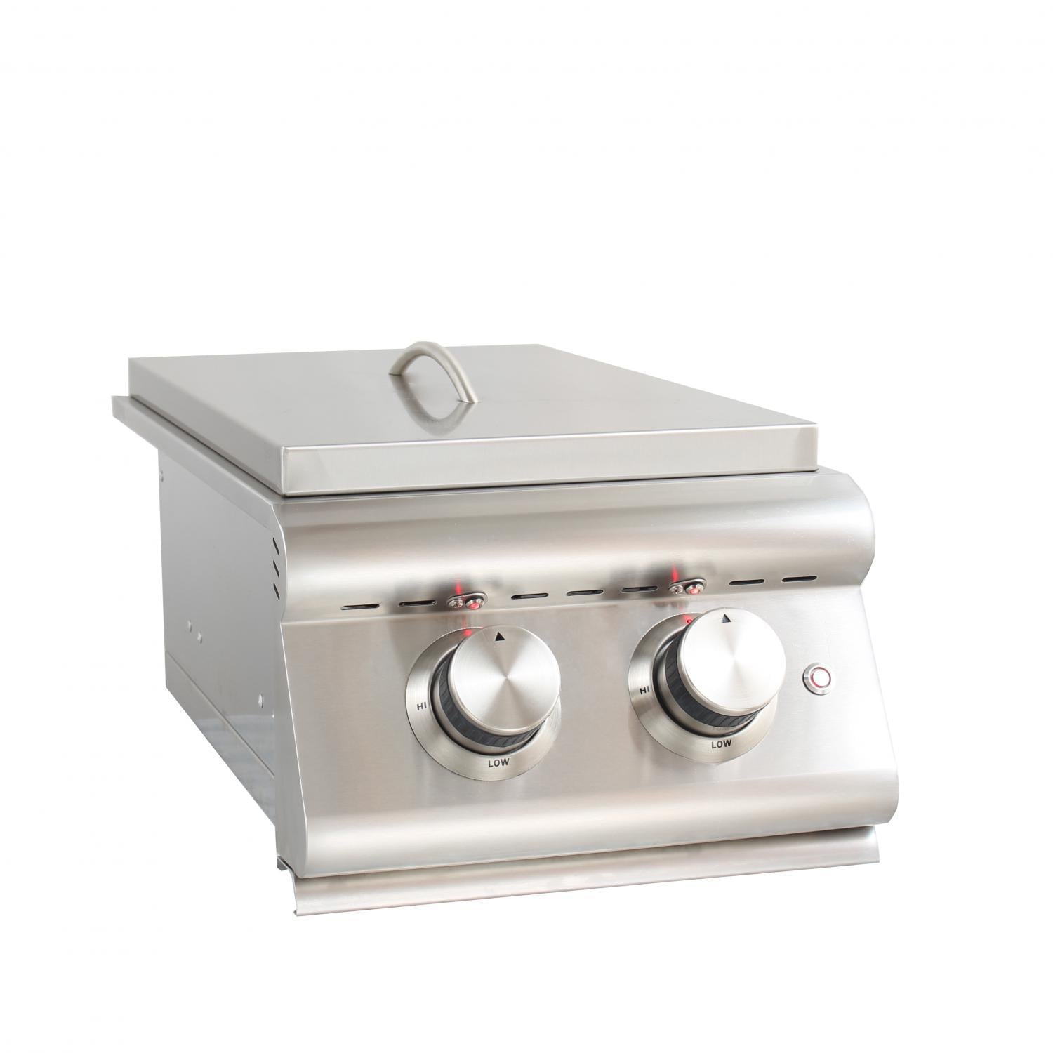 Blaze Premium LTE Built-In Propane Gas Stainless Steel Double Side Burner With Lid - BLZ-SB2LTE-LP