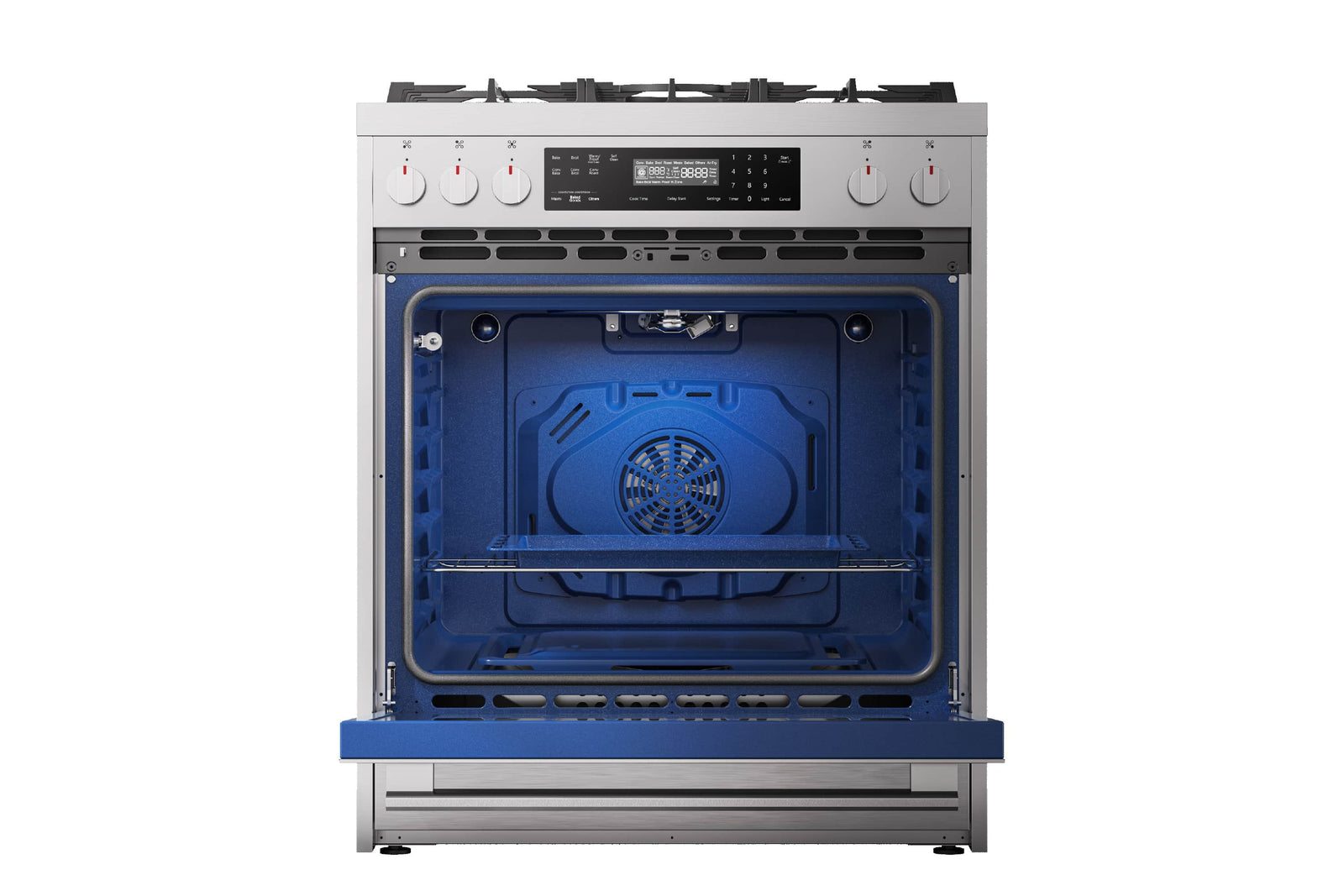 ROBAM 30-Inch 5 Cu. Ft. Oven Freestanding Dual Fuel Range, 5 Sealed Brass Burners in Stainless Steel (7MG10)