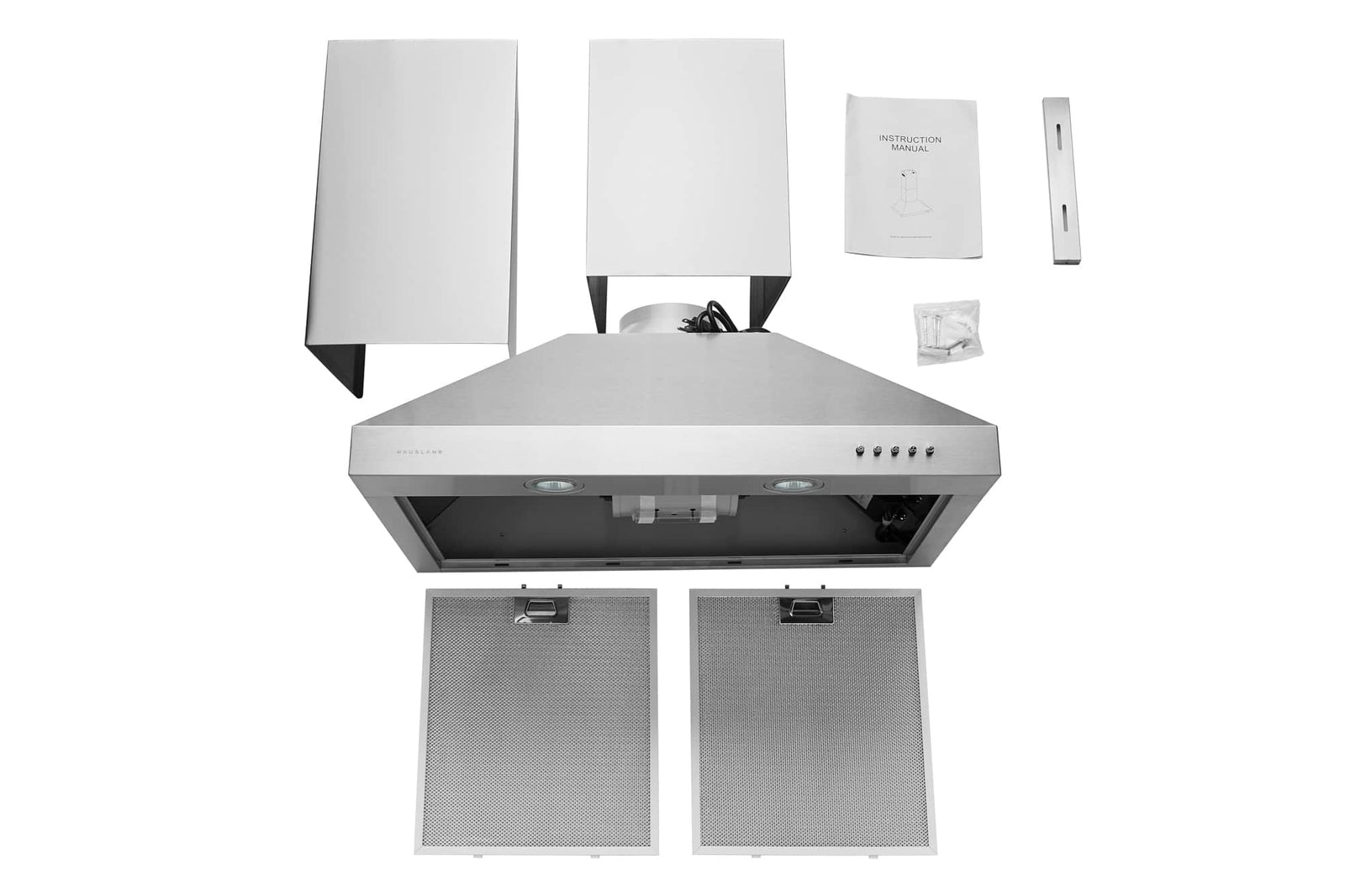 Hauslane 30-Inch Wall Mount Range Hood with Aluminum Mesh Filters in Stainless Steel (WM-530SS-30B)