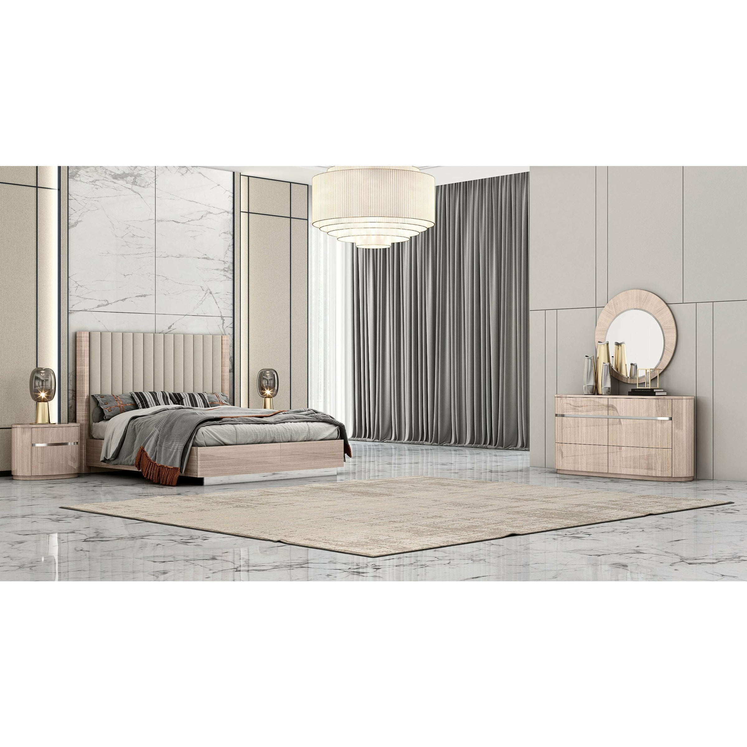 Whiteline Modern Living - Waves Bed King BK1753-BEI/BEI