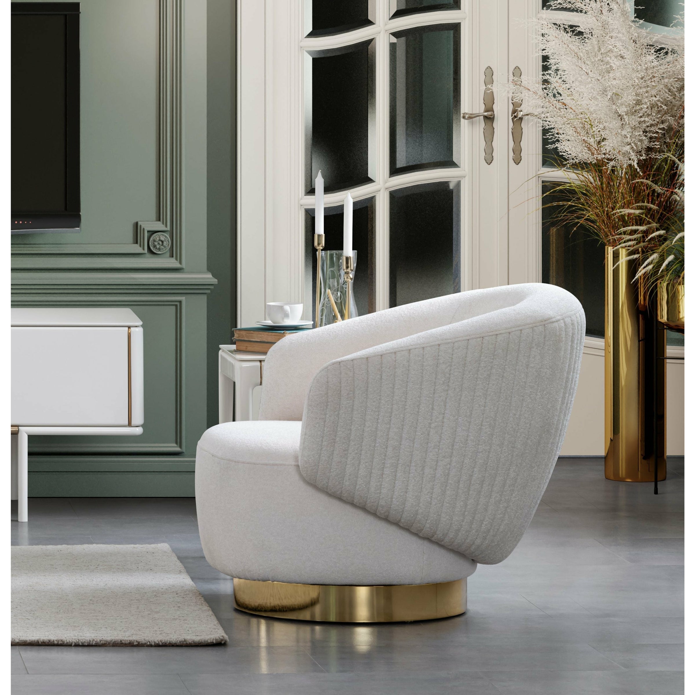 Whiteline Modern Living - Erzin Swivel Accent Chair CH1758F-WHT