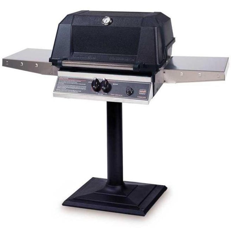 MHP WNK4DD Natural Gas Grill With Stainless Steel Shelves And SearMagic Grids On In-Ground Post WNK4DD-NS + MPP