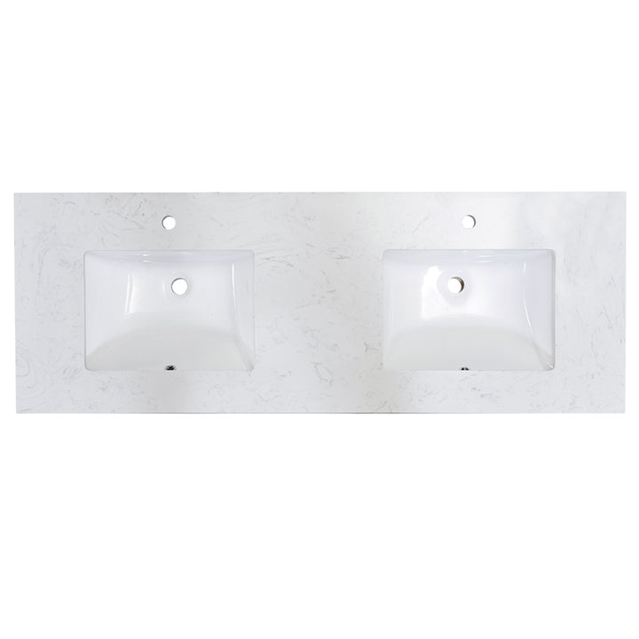 Altair Salerno Double Sink Bathroom Vanity Countertop in Aosta White