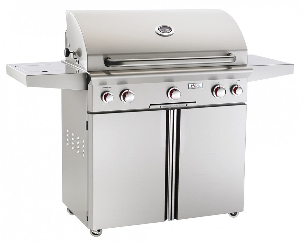 American Outdoor Grill T-Series - 36-Inch 3-Burner Portable Grill with Rotisserie and Single Side Burner - Liquid Propane Gas - AOG36PCT