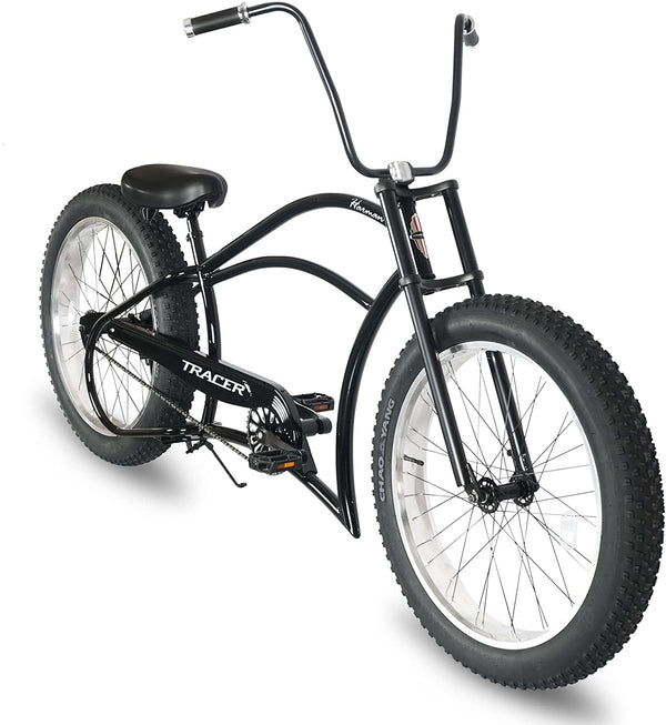 Tracer 26" Harman 1-Speed Classic Chopper Stretch Cruiser Fat Tire Bike MB-HARMAN-GT-BK/PLS