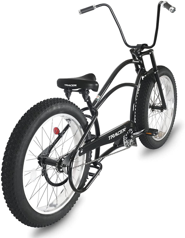 Tracer 26" Harman 1-Speed Classic Chopper Stretch Cruiser Fat Tire Bike MB-HARMAN-GT-BK/PLS