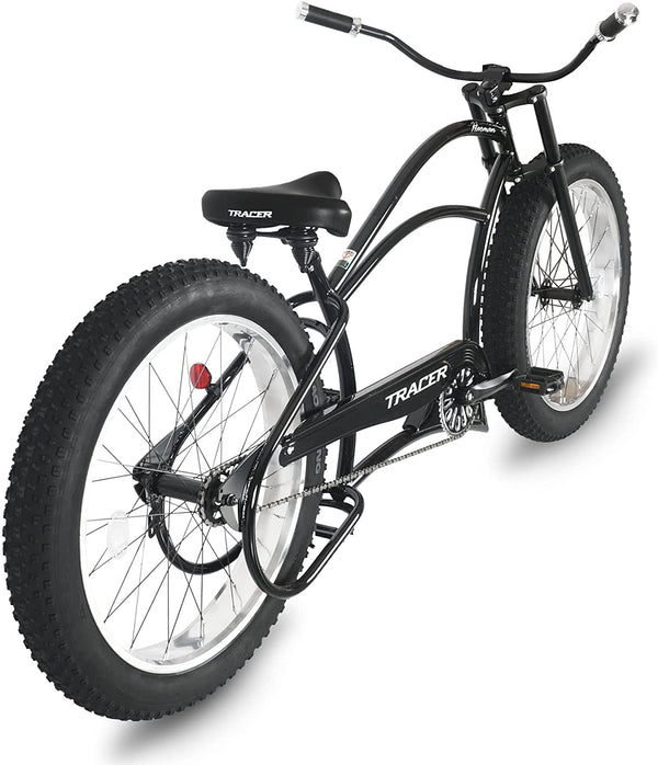 Tracer 26" Harman 1-Speed Classic Chopper Stretch Cruiser Fat Tire Bike MB-HARMAN-GT-BK/PLS