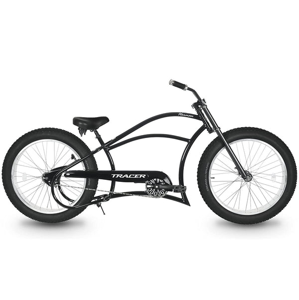 Tracer 26" Harman 1-Speed Classic Chopper Stretch Cruiser Fat Tire Bike MB-HARMAN-GT-BK/PLS