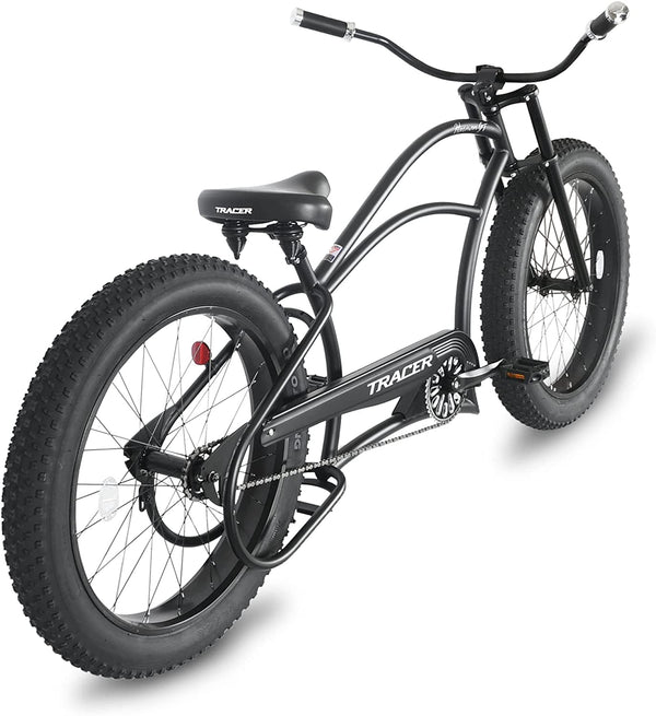 Tracer 26" Harman 1-Speed Classic Chopper Stretch Cruiser Fat Tire Bike MB-HARMAN-GT-BK/PLS