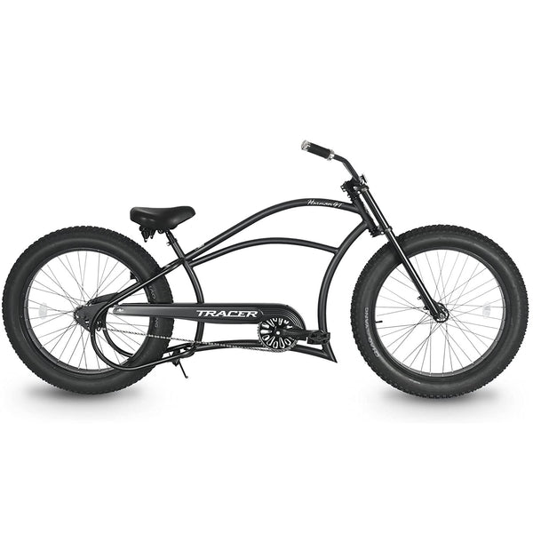 Tracer 26" Harman 1-Speed Classic Chopper Stretch Cruiser Fat Tire Bike MB-HARMAN-GT-BK/PLS