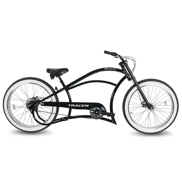 Tracer 26" Harman 3-Speed Vintage Chopper Stretch Fat Tire Bike MB-HARMAN-3I-GT-BK/PLS