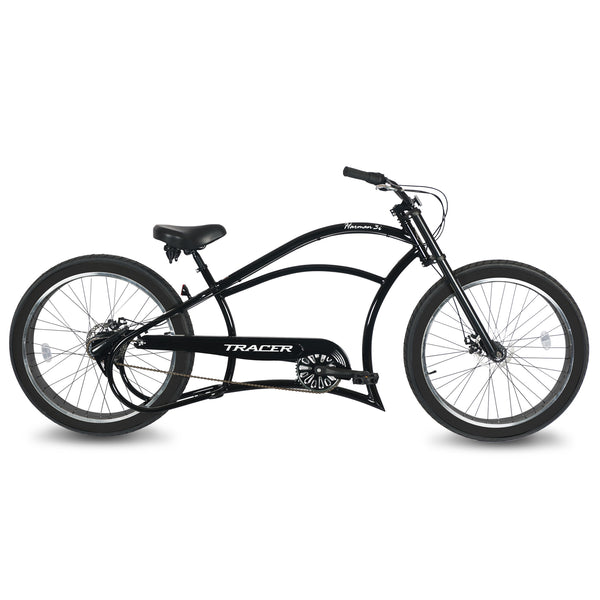 Tracer 26" Harman 3-Speed Vintage Chopper Stretch Fat Tire Bike MB-HARMAN-3I-GT-BK/PLS