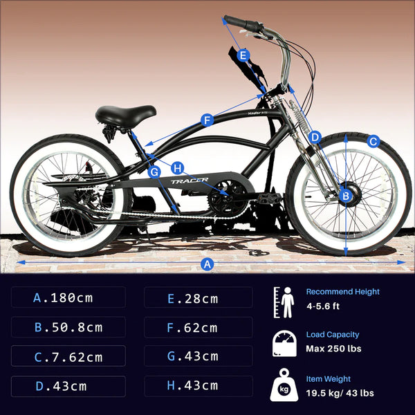 Tracer 20" Master 3i 3-Speed Chopper Style Cruiser Bike  MB-MASTER 3I DS-MBK