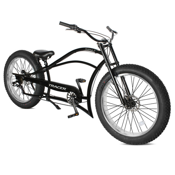 Tracer 26" Siena Chopper Stretch Cruiser Fat Tire Bike MB-SIENA-M-BK/PLS