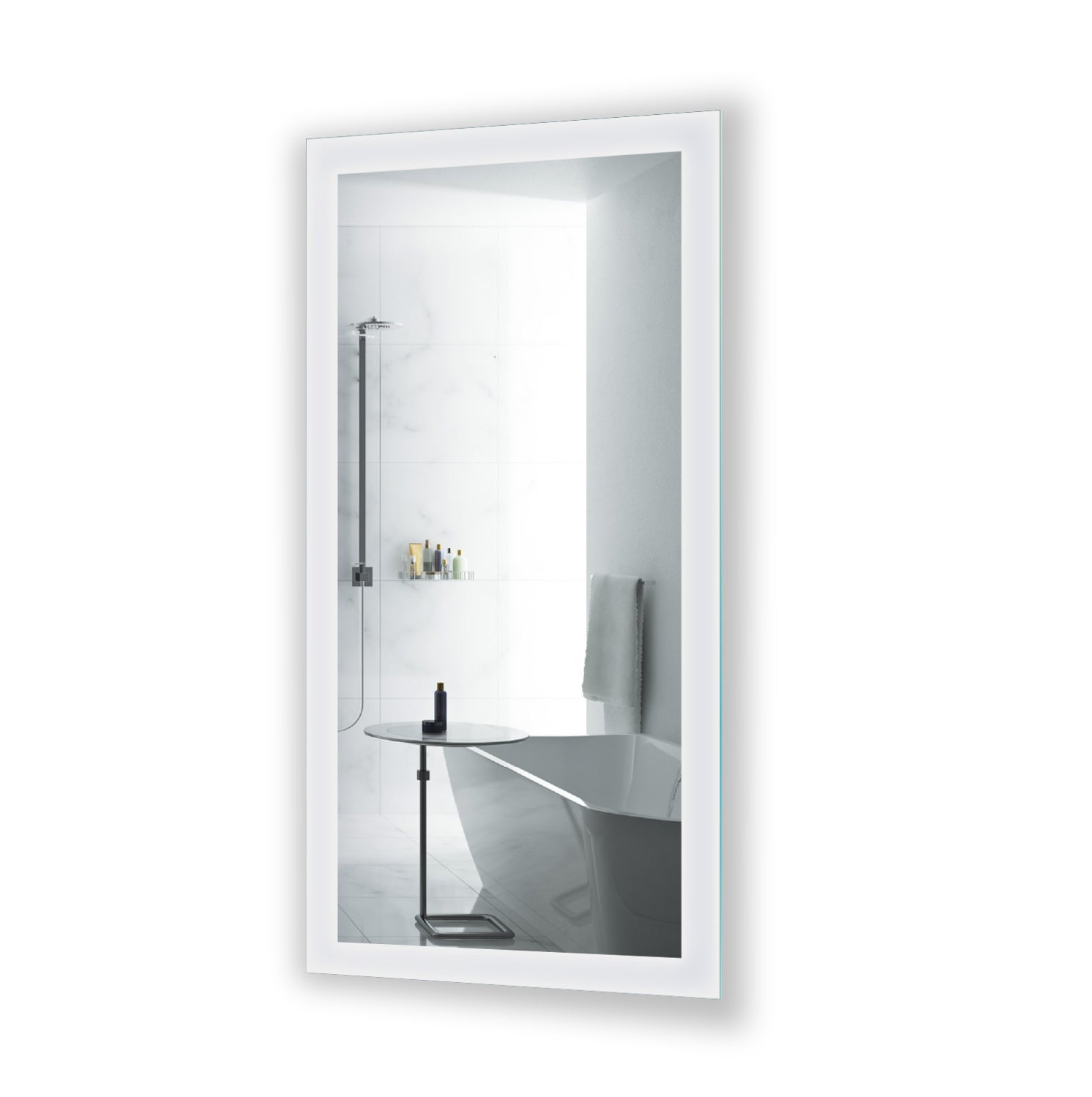 Krugg Bijou 15″ x 30″ LED Bathroom Mirror w/ Dimmer & Defogger | Small Lighted Vanity Mirror