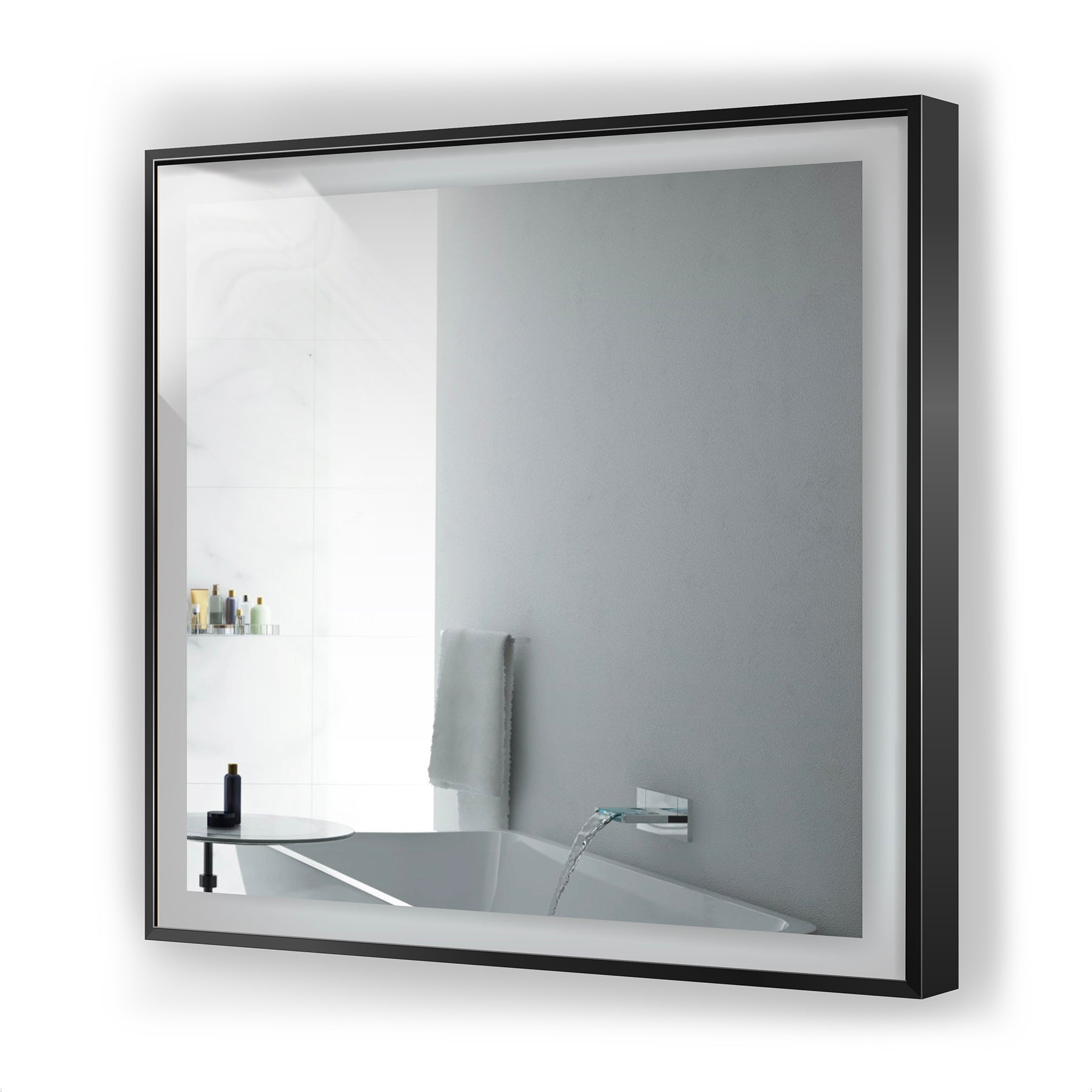 Krugg Soho 36″ X 36″ Black LED Bathroom Mirror SOHO3636B