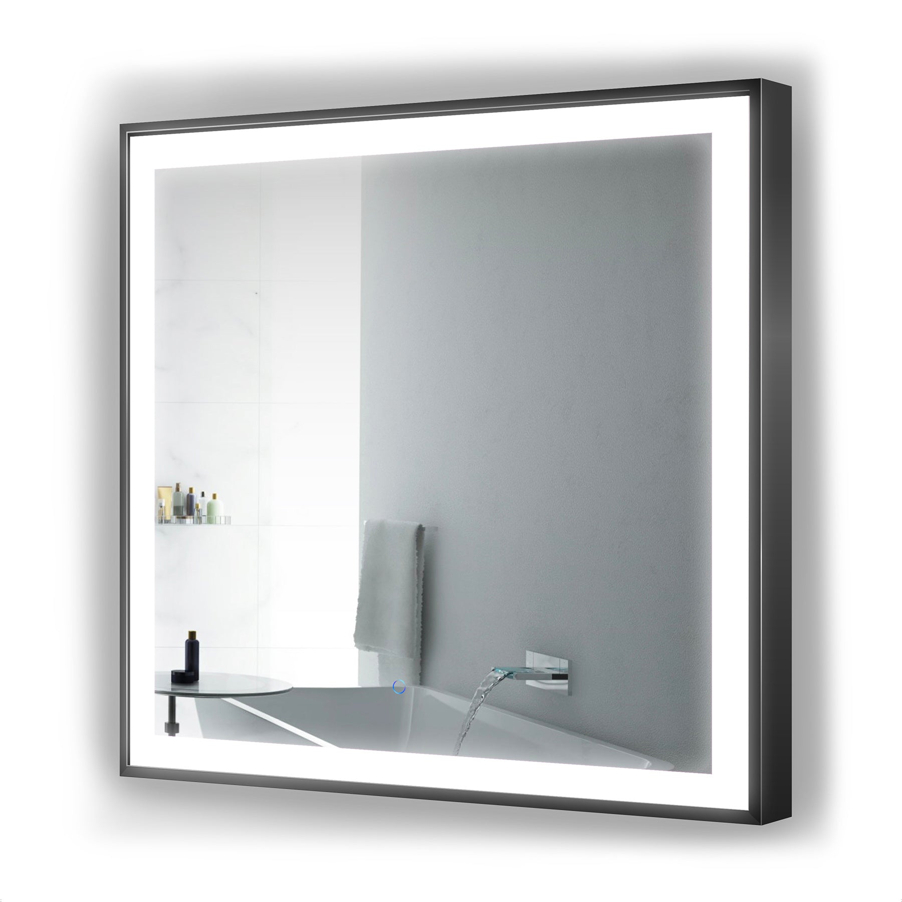 Krugg Soho 36″ X 36″ Black LED Bathroom Mirror SOHO3636B