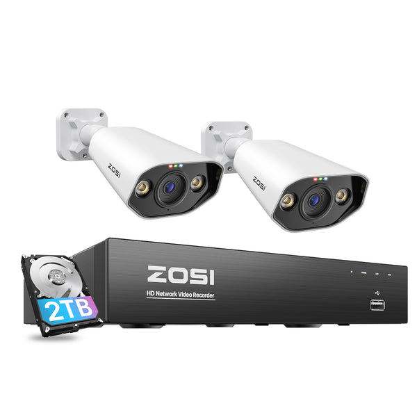 Zosi C182 4K 8 Channel Starlight PoE Camera System + 2TB Hard Drive