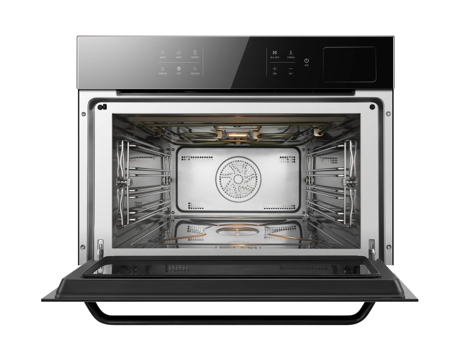 ROBAM 24-Inch Built-In Convection Wall Oven with Air Fry & Steam Cooking in Onyx Black Tempered Glass (CQ760)