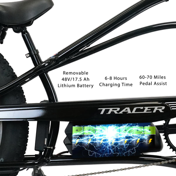 Tracer 800W Tracker DS7 Speed Stretch Electric Bike MB-EB-TRACKER DS7-BK