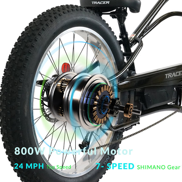 Tracer 800W Tracker DS7 Speed Stretch Electric Bike MB-EB-TRACKER DS7-BK