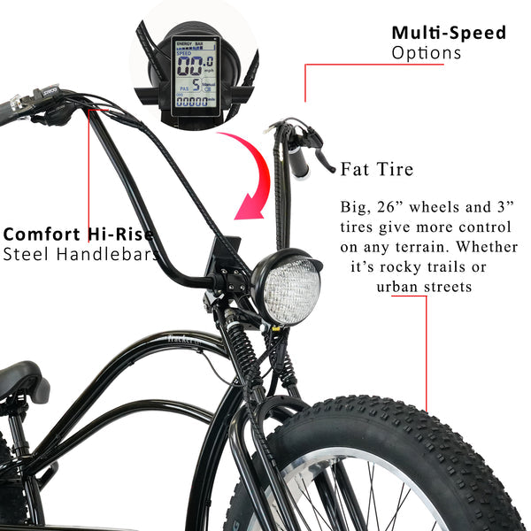 Tracer 800W Tracker DS7 Speed Stretch Electric Bike MB-EB-TRACKER DS7-BK