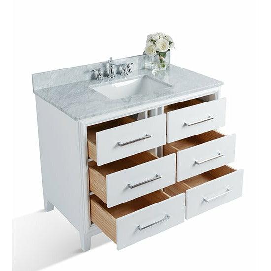 Ancerre Designs Ellie 42" Single Bath Vanity Set Italian Cararra White Marble Vanity Top