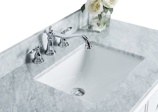 Ancerre Designs Ellie Bathroom Vanity With Sink And Carrara Wihite Marble Top Cabinet Set