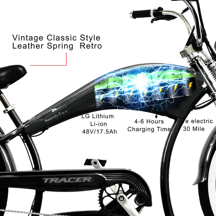 Tracer 500W 26" Twenty5 DS Cruiser Electric Bike  MB-EB-TWENTY5-DS-BL