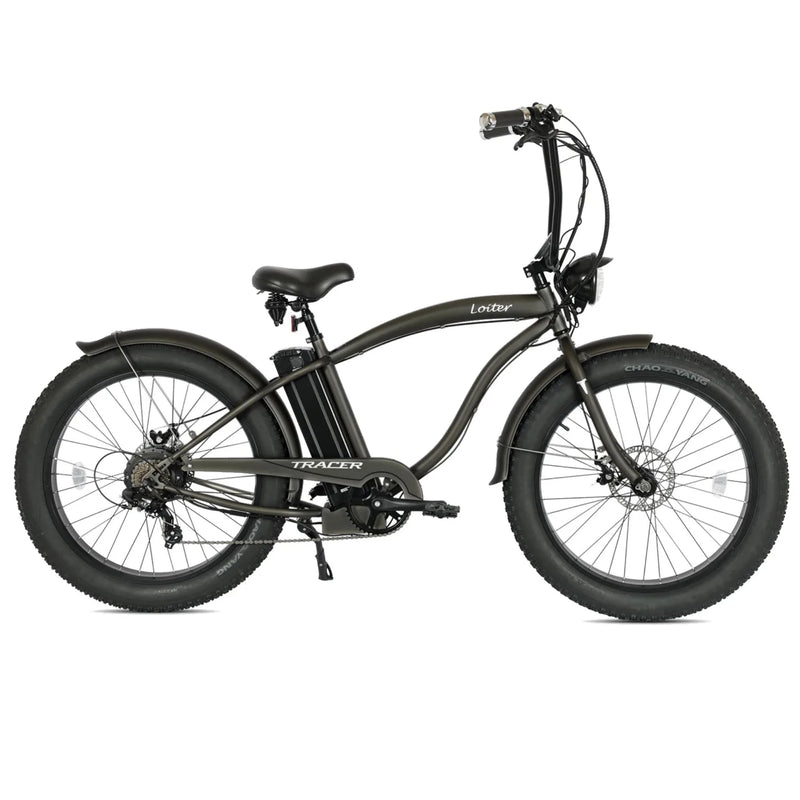 Tracer 800W 26" Loiter Cruiser Fat Tire Electric Bike MB-EB-LOITER-M-BK/BK