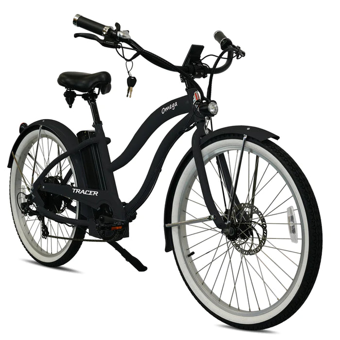 Tracer 500W 26" Omega Women's Beach Cruiser Electric Bike  MB-EB-OMEGA-F-BK/ BK