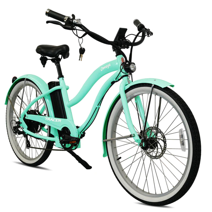 Tracer 500W 26" Omega Women's Beach Cruiser Electric Bike  MB-EB-OMEGA-F-BK/ BK