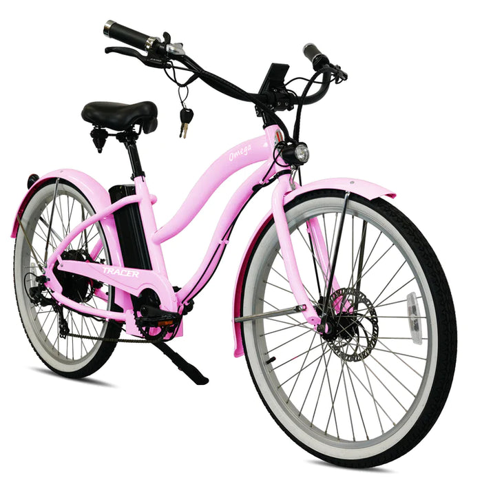 Tracer 500W 26" Omega Women's Beach Cruiser Electric Bike  MB-EB-OMEGA-F-BK/ BK