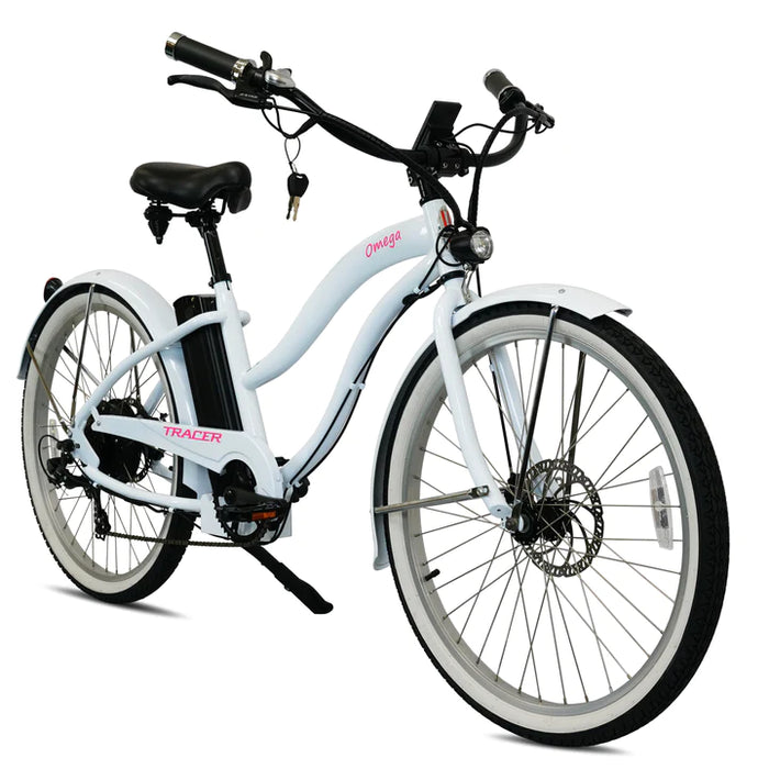 Tracer 500W 26" Omega Women's Beach Cruiser Electric Bike  MB-EB-OMEGA-F-BK/ BK