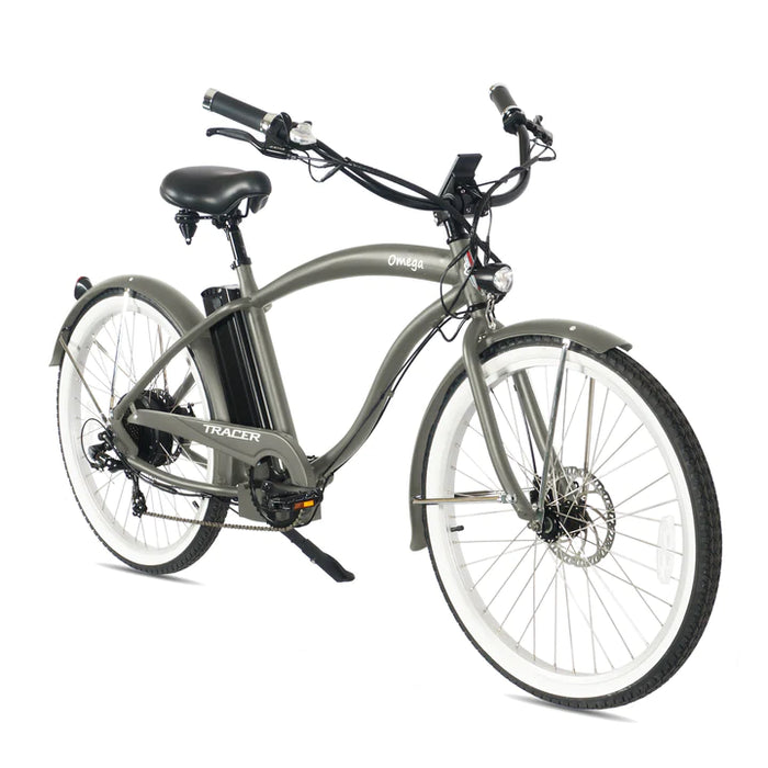 Tracer 500W 26" Omega Men's Beach Cruiser Electric Bike MB-EB-OMEGA-M-MBK/ BK